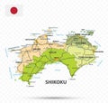 Shikoku Map. Map of Japan Prefecture Royalty Free Stock Photo