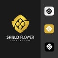 Shiled Flower Logo Design Template Premium