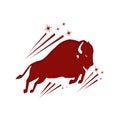 shilhoutte of bull buffalo logo design. simple bison vector logo illustrations