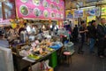 Shilin Night Market food court. A popular and famous destination, endless food stalls, crowds. Largest night market in Taiwan