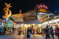 Shilin Night Market food court. A popular and famous destination, endless food stalls, crowds. Largest night market in Taiwan