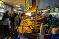 Shilin Night Market food court. A popular and famous destination, endless food stalls, crowds. Largest night market in Taiwan