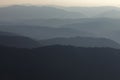 Shillouette morning with the blue sky. blue gradient landscape twilight in mountains. Silhouettes of the Carpathian mountains in t Royalty Free Stock Photo
