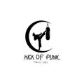 shillouette punk kick logo design,punk kick inside the crescent moon