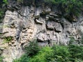 Shimen hanging coffins on cliffs at Luya Mountains