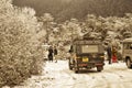 Shimla, Himachal Pradesh, December 25, 2018: Incessant snowfall has prompted tourist to temporarily halt. Nearby places Summer