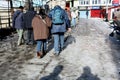 Shimla,India -January 16:Tourists walking on the street in winter ,January 16,2011 in Shimla,India.