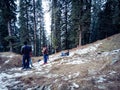 People enjoying in snowfall