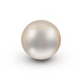 Shimmering beautiful white natural nacreous pearl isolated on white background - drop shadow