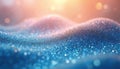 Shimmering blue, peach glitter background shows gentle waves, soft forms. Sparkling grains create abstract luxury texture with Royalty Free Stock Photo