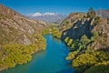 Shimmering blue water of Kawarau river near Queenstown, New Zealand