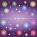 Shimmering Colorful Snowflakes. Golden Shimmering Stars and Colorful Snowflakes on Night Sky. Perfect for Festive Design