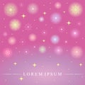 Shimmering Colorful Snowflakes. Golden Shimmering Stars and Colorful Snowflakes on Rosy Background. Perfect for Festive Design