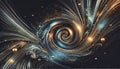 Shimmering galaxy-like liquid swirl with metallic accents and dynamic fluid textures created using generative AI for elegant