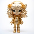 Shimmering Golden Dolls With Curly Hair - Charlotte Vinyl Toy