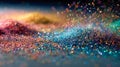 Shimmering multicolored glitter dust in soft light, abstract sparkling texture with bokeh effect and creative atmosphere Royalty Free Stock Photo