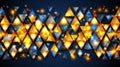 Shimmering pixel triangles on deep blue gradient backdrop in a mesmerizing geometric pattern