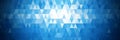 Shimmering pixel triangles on deep blue gradient, forming captivating geometric pattern