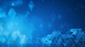 Shimmering pixel triangles in geometric pattern on deep blue gradient background
