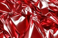 Shimmering red crumpled foil creates a striking visual texture and depth in the background Generative AI Royalty Free Stock Photo