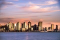 Shimmering San Diego waterfront skyline Royalty Free Stock Photo