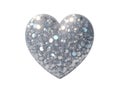 Shimmering Silver Heart Shape Object with Reflective Surfaces and Bright transparent background Royalty Free Stock Photo