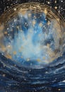 Shimmering Stars: A Dreamy Illustration of a Golden Circle in a Royalty Free Stock Photo