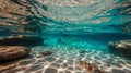 Shimmering Sunlight Reflections on the Bottom of a Clear Underwater Bay Royalty Free Stock Photo