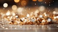 Shimmering white glitter with sparkling defocused abstract christmas lights on background