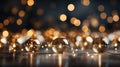Shimmering white glitter with sparkling defocused abstract christmas lights on a festive background