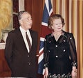 Shimon Peres and Margaret Thatcher in Jerusalem Royalty Free Stock Photo