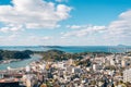 Shimonoseki Kanmon Straits and city view in Yamaguchi, Japan Royalty Free Stock Photo