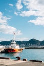 Shimonoseki Kanmon Straits port and Kitakyushu Moji town in Yamaguchi, Japan Royalty Free Stock Photo