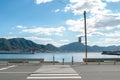 Shimonoseki Kanmon Straits seaside crosswalk in Yamaguchi, Japan Royalty Free Stock Photo