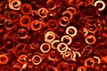 shims Washers background metal hardware colorfull shiny red Royalty Free Stock Photo