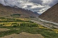 Shimshal village located on the river valley of the same name at the beginning of the alpine roads to the high peaks of over 6000, Royalty Free Stock Photo