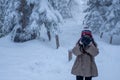 Photographer take photo during snowing around