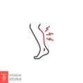 Shin hurts icon. Body pain concept, Shin pain sign