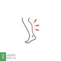 Shin hurts thin line icon. Body pain concept, Shin pain sign