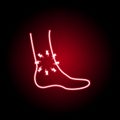 shin pain icon in neon style. Element of human body pain for mobile concept and web apps illustration. Thin line icon for website Royalty Free Stock Photo