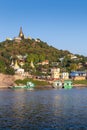 Shin Pin Nan Kain Pagoda from the Irrawaddy River outside of Mandalay, Myanmar (Burma). Royalty Free Stock Photo