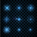 Shine blue stars glitters sparkles Royalty Free Stock Photo