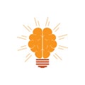 Shine brain light bulb smart symbol vector