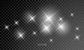 Shine glows and star light sparks, lens flare effect on transparent background. Vector isolated starlight, shiny glitter star