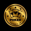 Shine golden poker label design. Golden vector casino icon