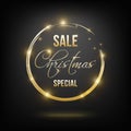 Christmas sale banner golden on black
