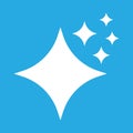 Shine icon, Clean star icon. White icon on blue background.
