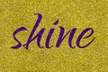 Shine lettering word ultra violet on gold glitter texture. Shiny sparkle background Royalty Free Stock Photo