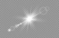 Shine light effects, sunlight png. Sun glare rays, star lens on transparent background, abstract burst, explosion in sky Royalty Free Stock Photo