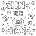 Shine like the stars. Coloring page. Vector illustration.